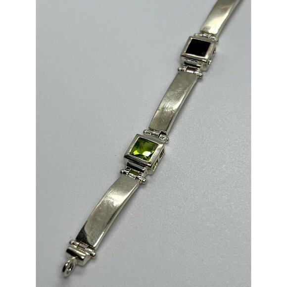 925 STERLING SILVER PERIDOT, TOURMALINE, TOPAZ & CITRINE BRACELET - Picture 3 of 5